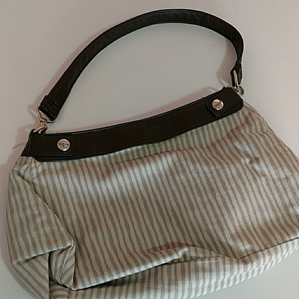 NWOT Thirty-One Brown Purse with tan/white stripes
